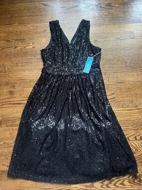 Draper James Black Sequin Midi Dress